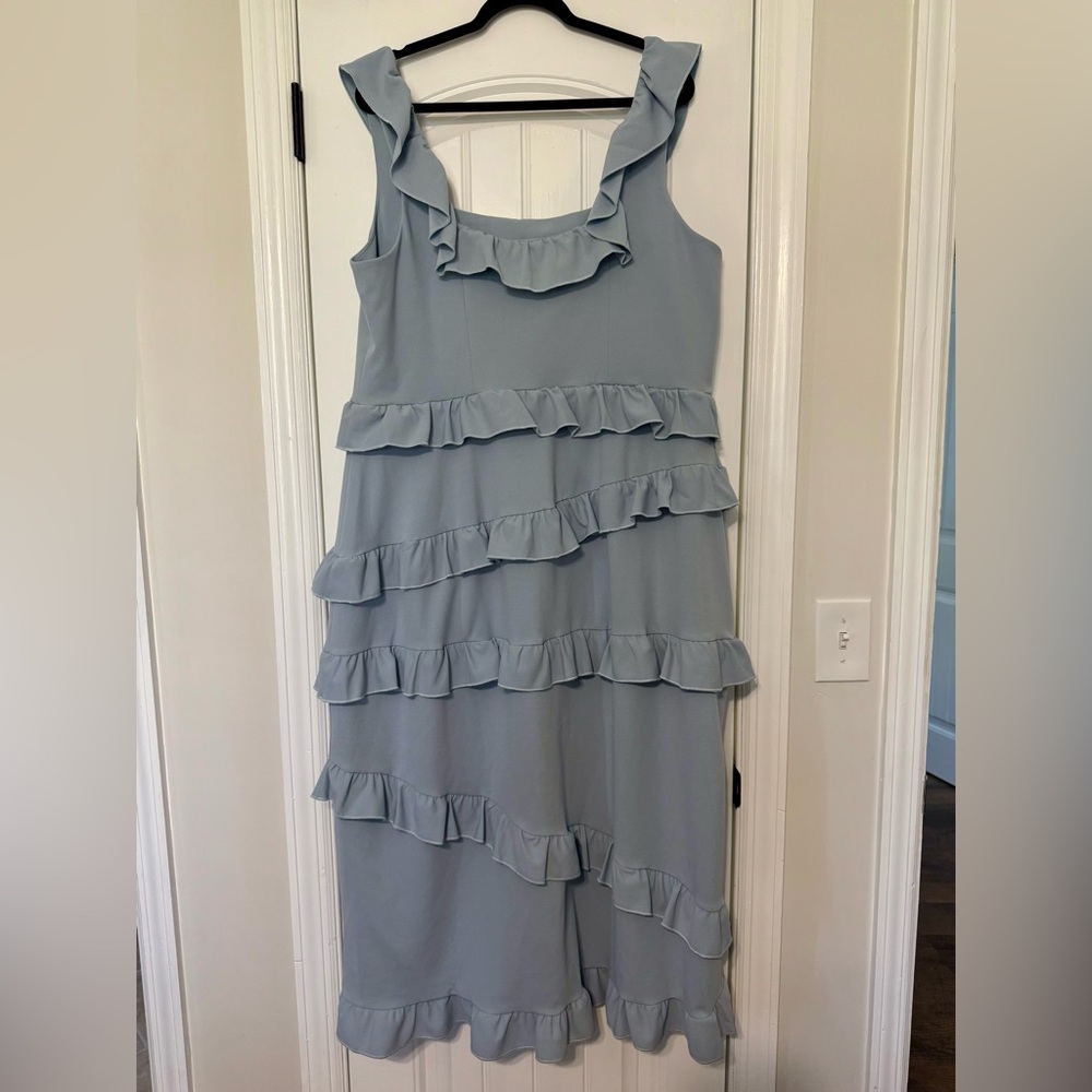 Show Me Your MuMu Powder Blue Ruffle Tiered Midi Dress - Picture 2 of 6